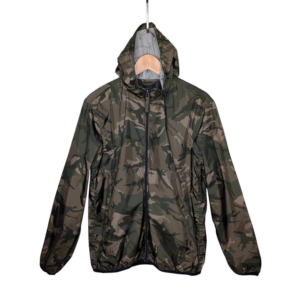 Old Navy Camo Windbreaker Mens M Hooded Water-Resistant Utility Jacket Full Zip